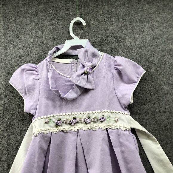 Vintage Rare Editions Girls Size 5/6 Dress Purple A-Line Pleated Prairie Summer - Picture 3 of 9